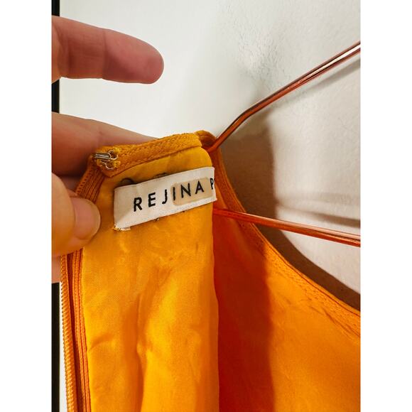 REJINA PYO Marigold Yellow Dylan Asymmetrical Paneled Checkered Linen Dress 12 - Picture 15 of 16